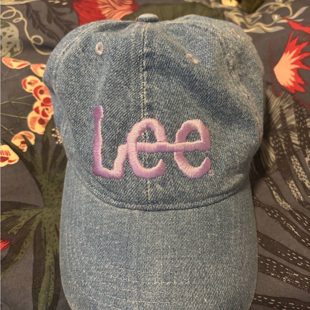 Lee x H&M collab Blue Denim Cap with Lavender Embroidery